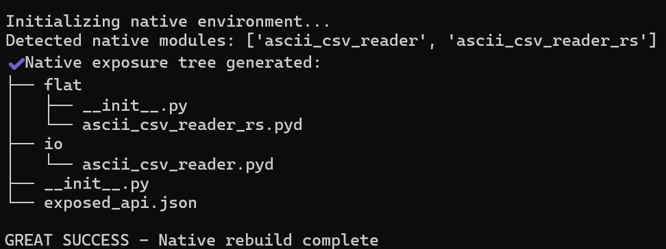 Hydra Forge native rebuild and exposed API tree